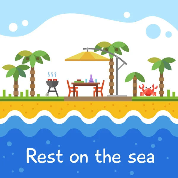 Descanso en el mar — Vector de stock