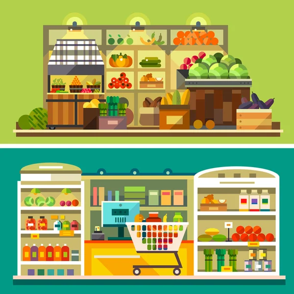 Shop, supermarket interior — Stock Vector