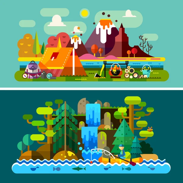 Paisajes de verano — Vector de stock