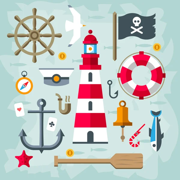 Retro Nautical Elements — Stock Vector