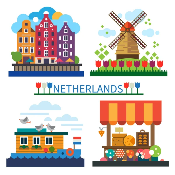 Selamat datang di NETHERLANDS - Stok Vektor