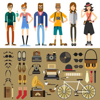 İnsanlar karakterler. Moda stil. Vektör düz çizim
