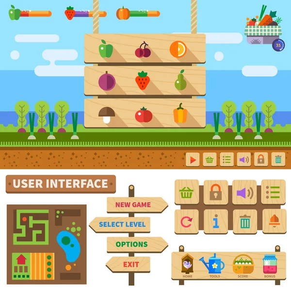 Boerderij in het dorp spel — Stockvector