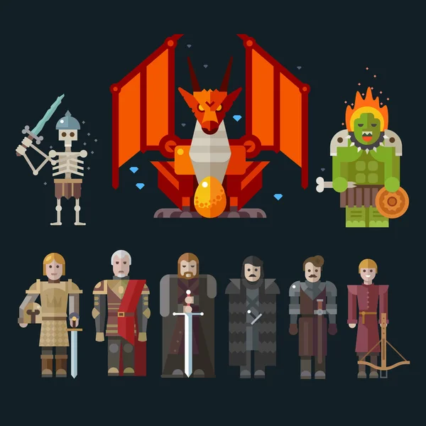 Diferentes personajes para el juego — Vector de stock