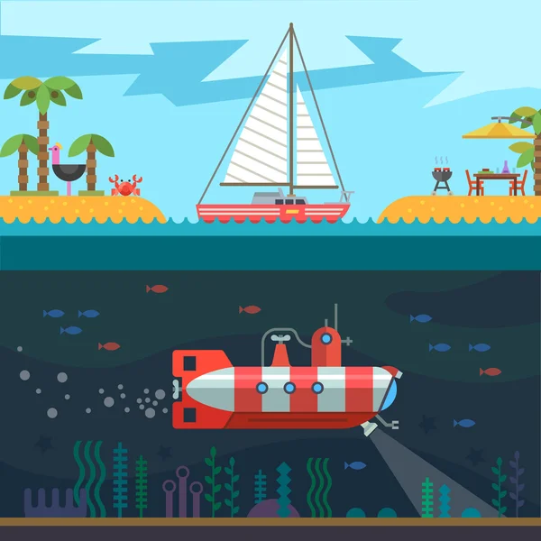 Descanso en el mar — Vector de stock