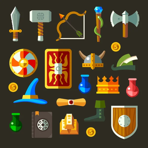 Иконки игрового оружия — стоковый вектор