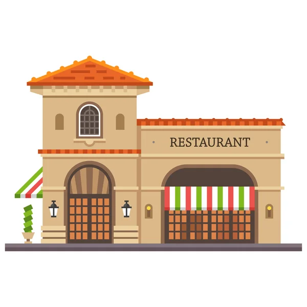 Edificio del restaurante. Pizza y pasta italiana — Vector de stock