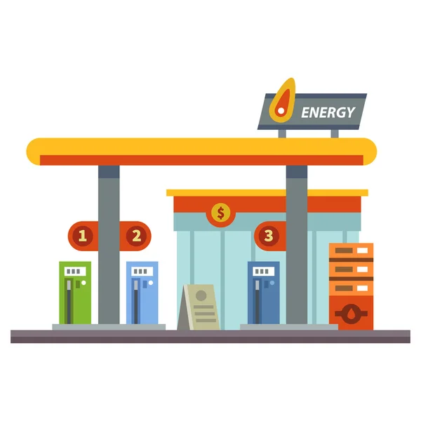 Posto de gasolina. Energia — Vetor de Stock