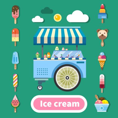 Sıcak güneşli bir dondurma arabası