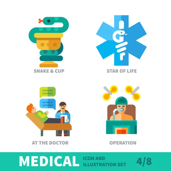 Situatie in menselijke therapie in medische pictogrammenset — Stockvector