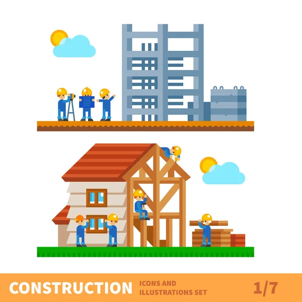 Processo di costruzione della casa — Vettoriale Stock