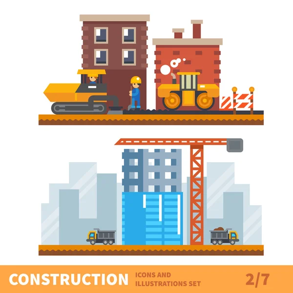 Workers building a house — Stock Vector