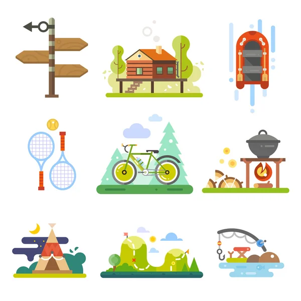 Activities in the forest — Stock Vector