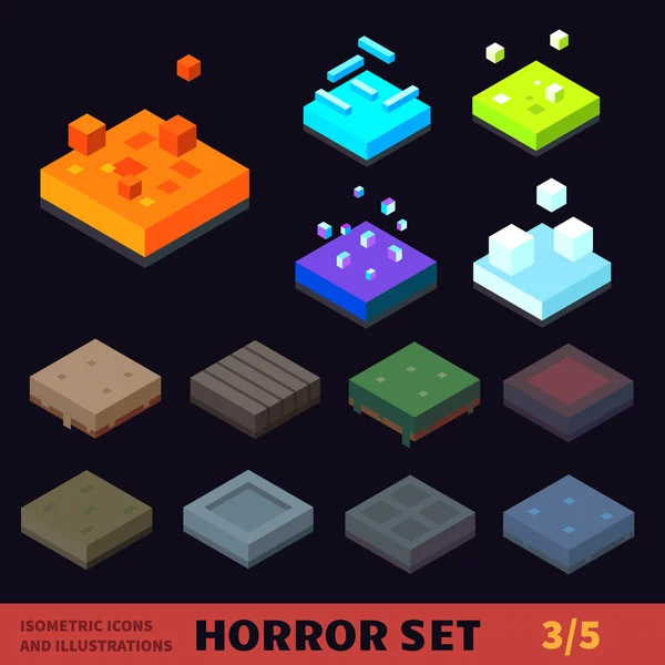 Isometrische horror vector tile set. — Stockvector