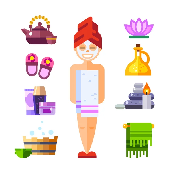 Chica del spa feliz . — Vector de stock