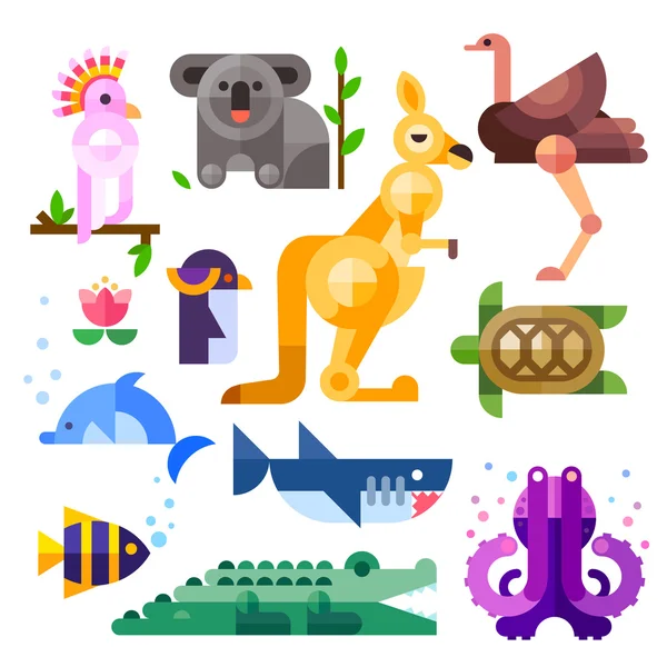 Nice flat Australian animals. Vector Graphics