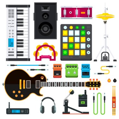 Rock and pop music instruments. clipart