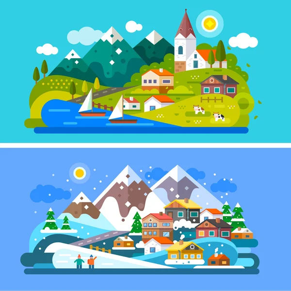 Niza Alpes paisajes . — Vector de stock