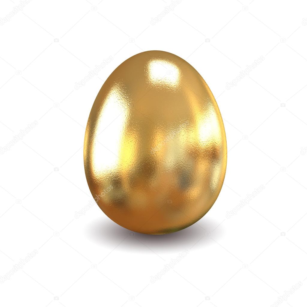 Golden egg isolated on white background.