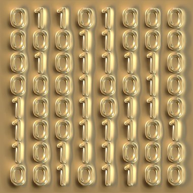 Binary code on a gold plate. clipart