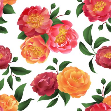 Sorunsuz peonies dekoratif desen.