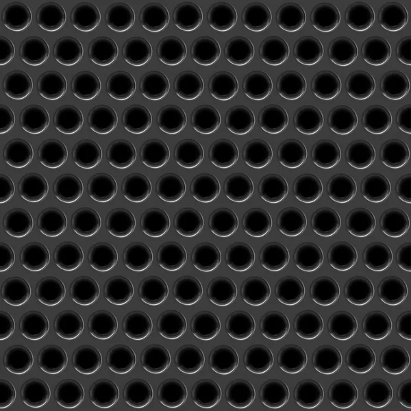 Seamless perforated black panel background. — 图库照片