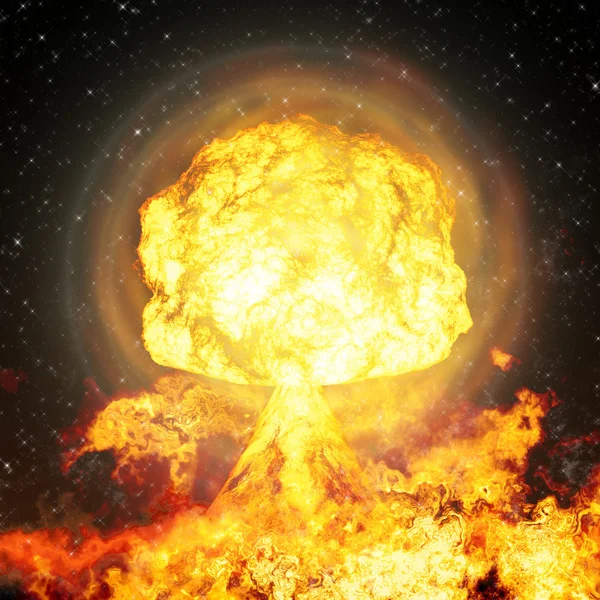 Powerful explosion nuclear bomb. — Stock Photo, Image