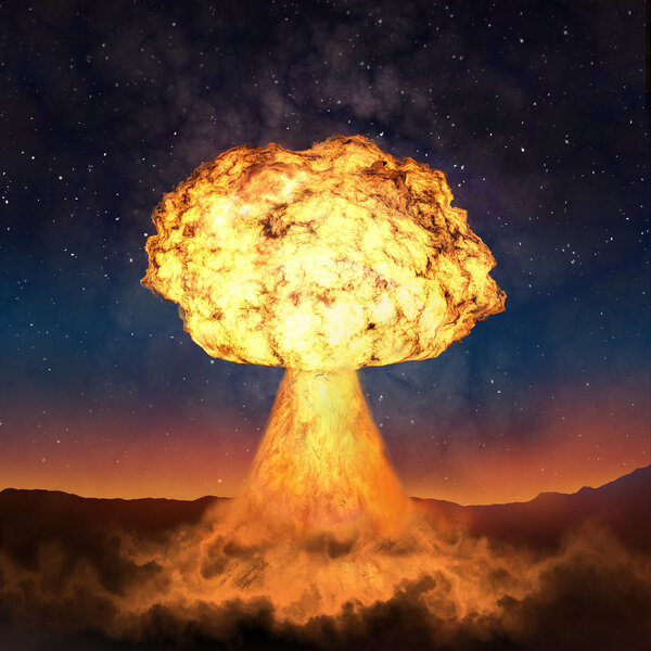 Powerful explosion of nuclear bomb. Nuclear war. A high resoluti