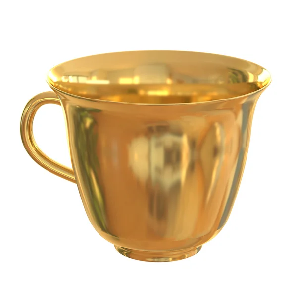 Golden coffee cup, isolated on a white background. — Stock Photo, Image