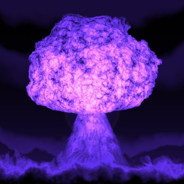 Atom bombası gece güçlü patlama. Nükleer savaş. Bir h