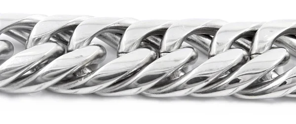 Чоловічий браслет - нержавіюча сталь - срібні прикраси - білий фон — стокове фото