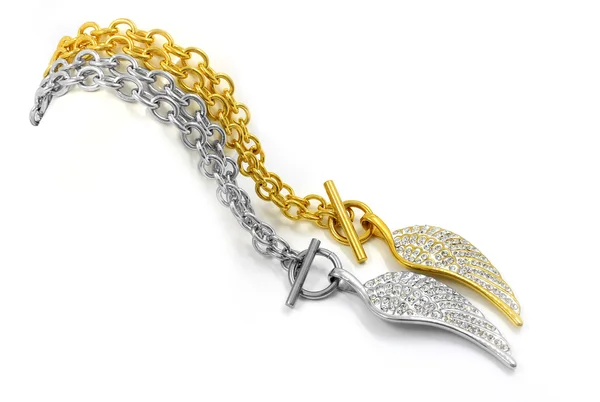 Collier Femme - Ailes d'ange - Acier inoxydable et cristal — Photo