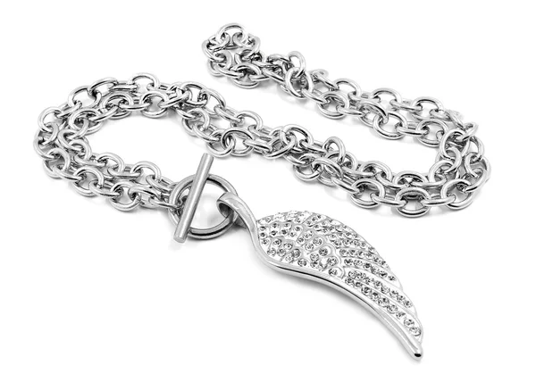 Collier Femme - Ailes d'ange - Acier inoxydable et cristal — Photo