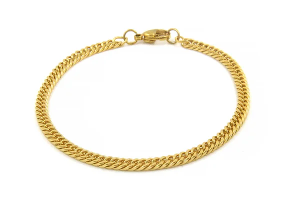 Sieraden Armband Gouden Afwerking Roestvrij Staal Witte Achtergrond — Stockfoto