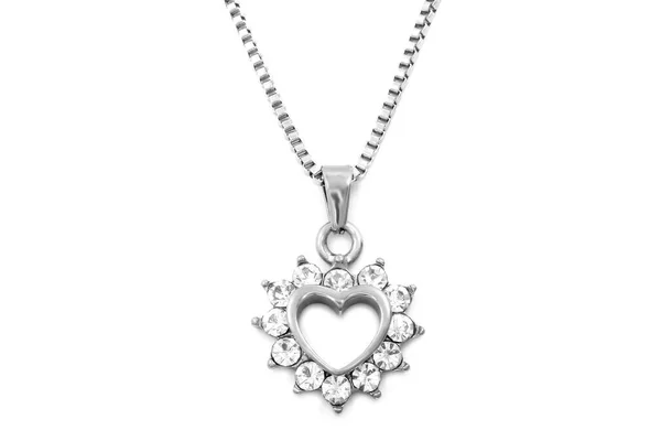 Pendentif Coeur Avec Zircons Acier Inoxydable Fond Couleur Produit Oem — Photo