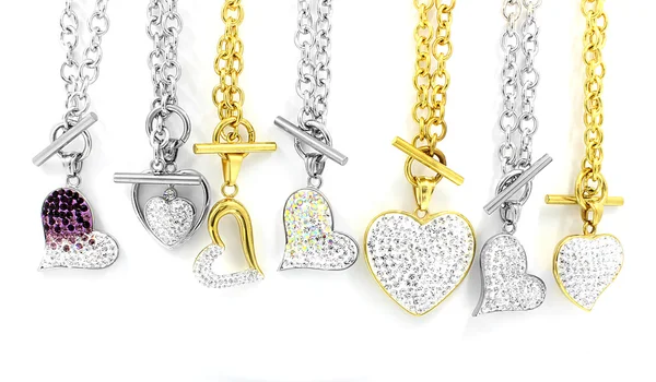 Mix Heart stainless steel with crystals — ストック写真