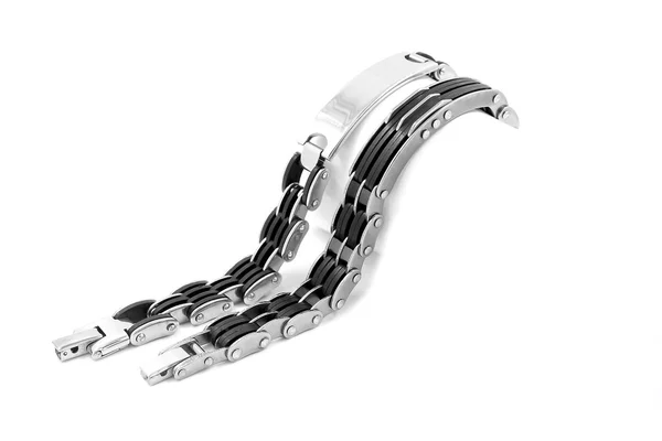 Men's Bracelet stainless steel and rubber — ストック写真