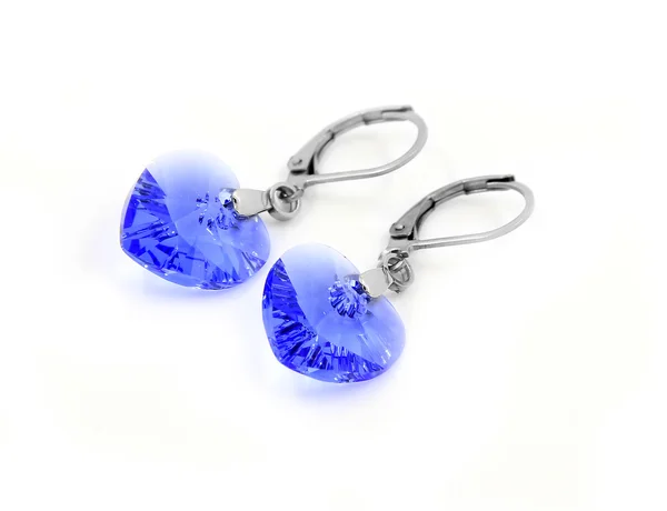 Boucles d'oreilles, coeur en cristal — Photo