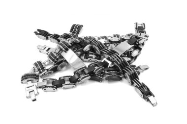 Erkek bilezik. Paslanmaz çelik ve kauçuk