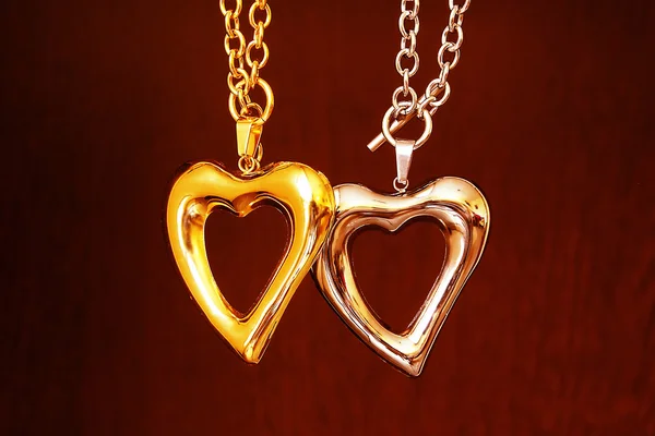 Gold and silver heart — Stock Photo, Image