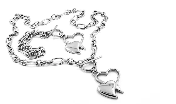 Set of heart. Necklace and bracelet — Stock Photo, Image