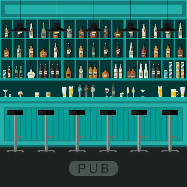 Pub interior with bar counter — Stock Vector