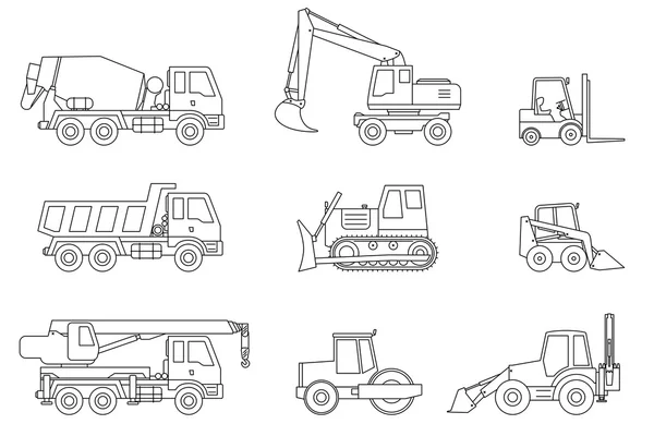 Construction machines thin icons. — Stock Vector