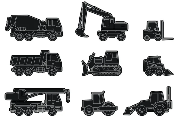 Iconos de maquinaria de construcción . — Vector de stock
