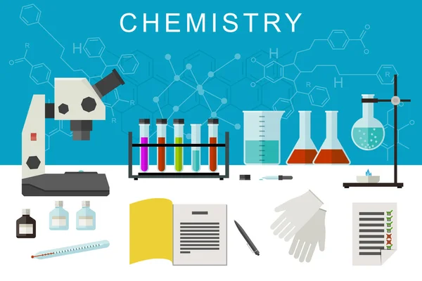 Bannière plate de chimie . — Image vectorielle