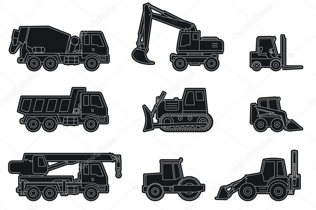 Construction machinery icons.