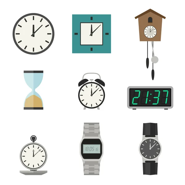 Conjunto de iconos de reloj . — Archivo Imágenes Vectoriales