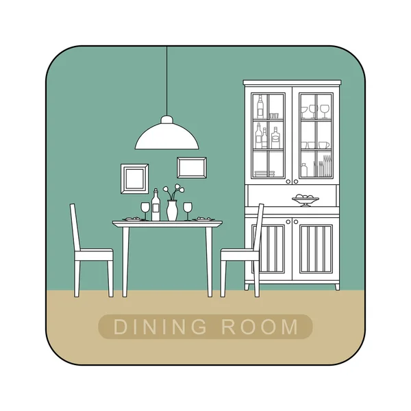 Dining room interior. — Stock Vector