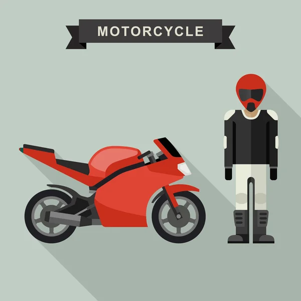 Sport bike with biker. — Stock Vector