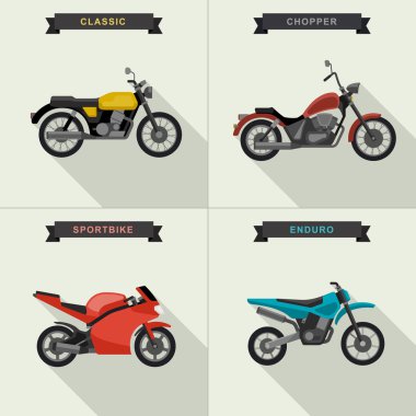 Motosiklet illüstrasyonlar seti.